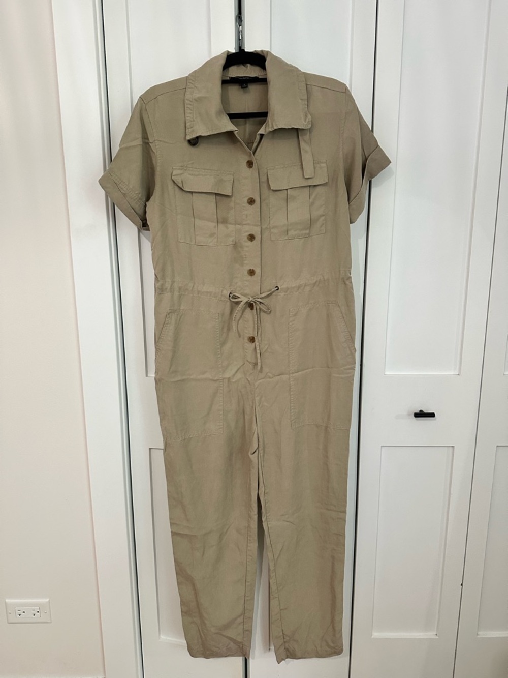 Banana Republic Short-Sleeve Utility Jumpsuit - Taupe